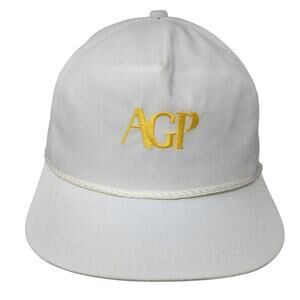 AGP Slideback Rope Hat White OS Adjustable Embroidered K-Brand Vintage